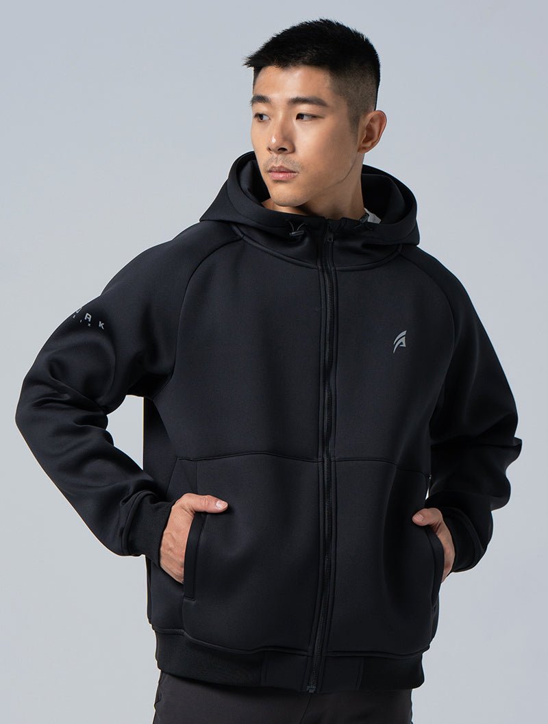 AirWarm™機能太空棉連帽外套 (黑) - AROAK 機能健身服飾 | 專為健人打造