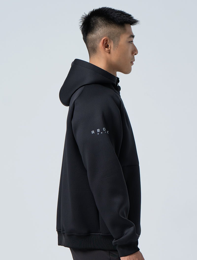 AirWarm™機能太空棉連帽外套 (黑) - AROAK 機能健身服飾 | 專為健人打造