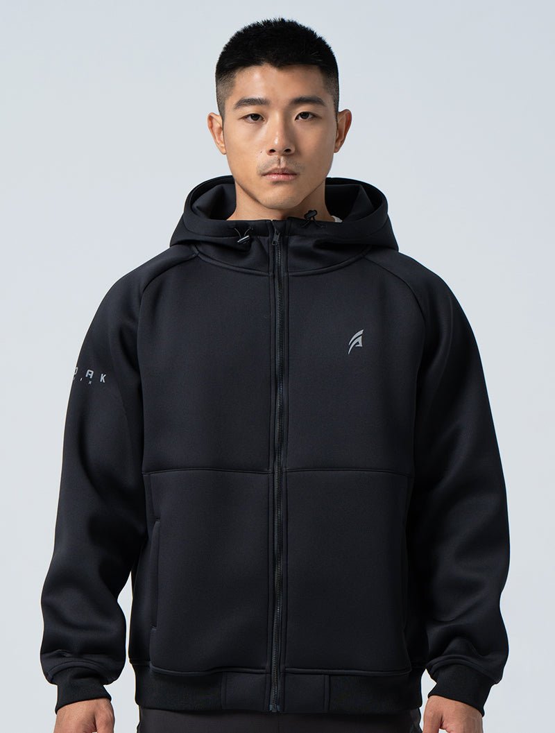 AirWarm™機能太空棉連帽外套 (黑) - AROAK 機能健身服飾 | 專為健人打造