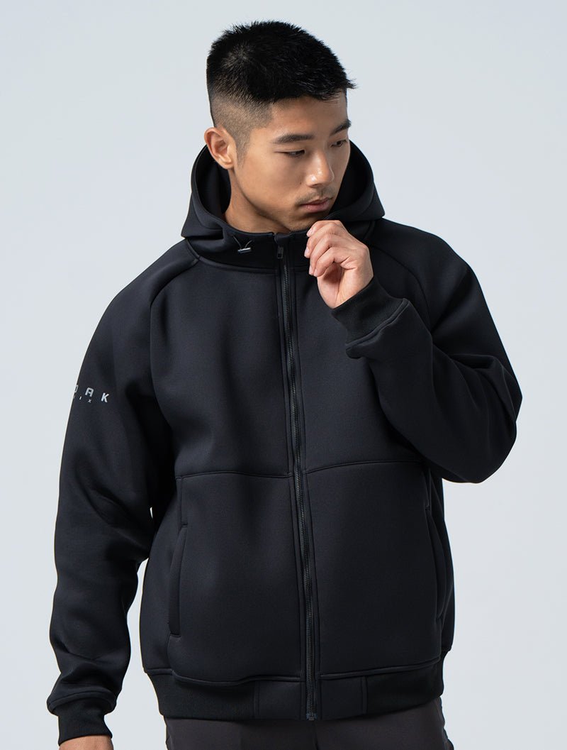 AirWarm™機能太空棉連帽外套 (黑) - AROAK 機能健身服飾 | 專為健人打造