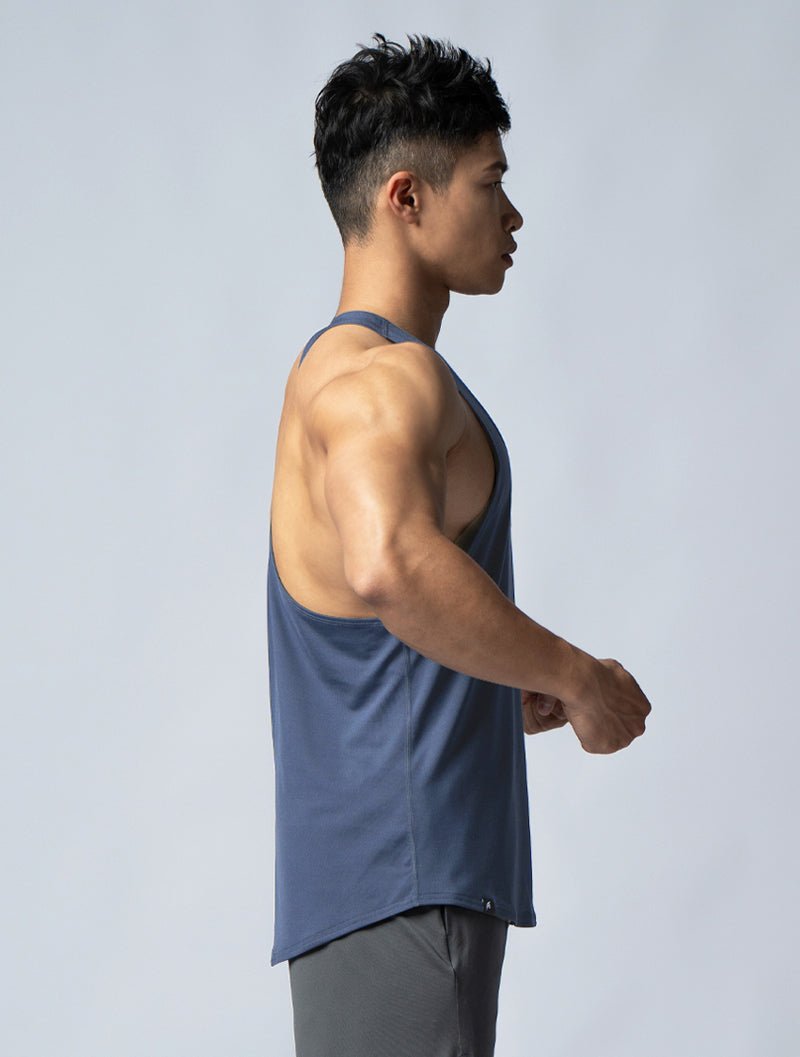 ArcTech™ 機能細肩挖背訓練背心 (菸灰藍) - AROAK 機能健身服飾 | 專為健人打造