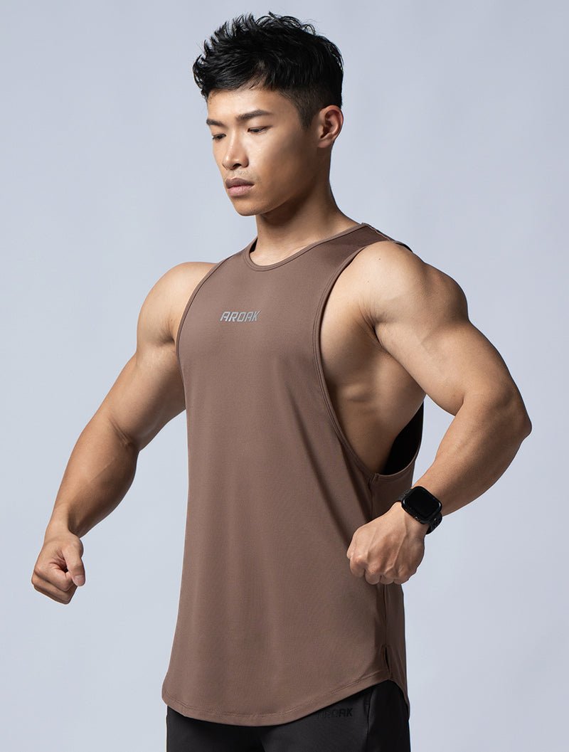ArcTech™ 機能圓弧健身背心 (咖啡) - AROAK 機能健身服飾 | 專為健人打造