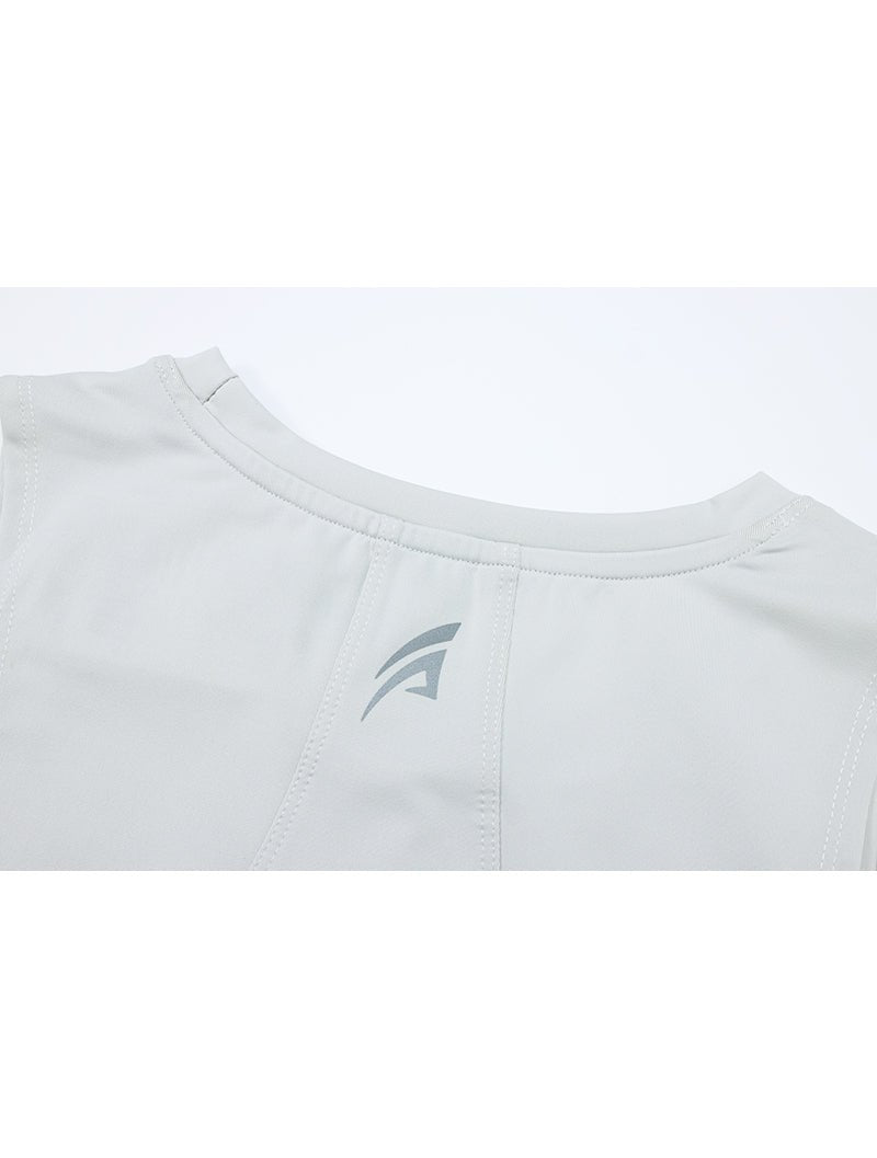 ArcTech™ 機能訓練流線剪裁短版背心 24-1 (米灰) - AROAK 機能健身服飾 | 專為健人打造