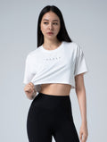 ArcTech™ 機能訓練寬鬆落肩短版上衣 (白) - AROAK 機能健身服飾 | 專為健人打造