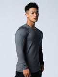 ArcTech™ 橋接式長袖訓練上衣 (鐵灰) - AROAK 機能健身服飾 | 專為健人打造