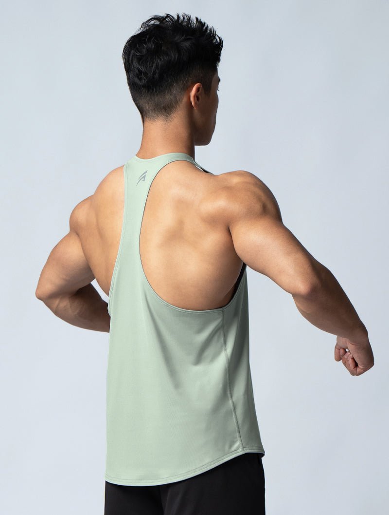 ArcTech™ 機能細肩挖背訓練背心 (淺灰綠) - AROAK 機能健身服飾 | 專為健人打造