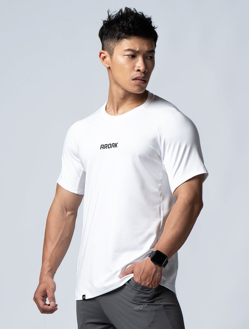 ArcTech™ 機能拉克蘭短袖上衣 (白) - AROAK 機能健身服飾 | 專為健人打造