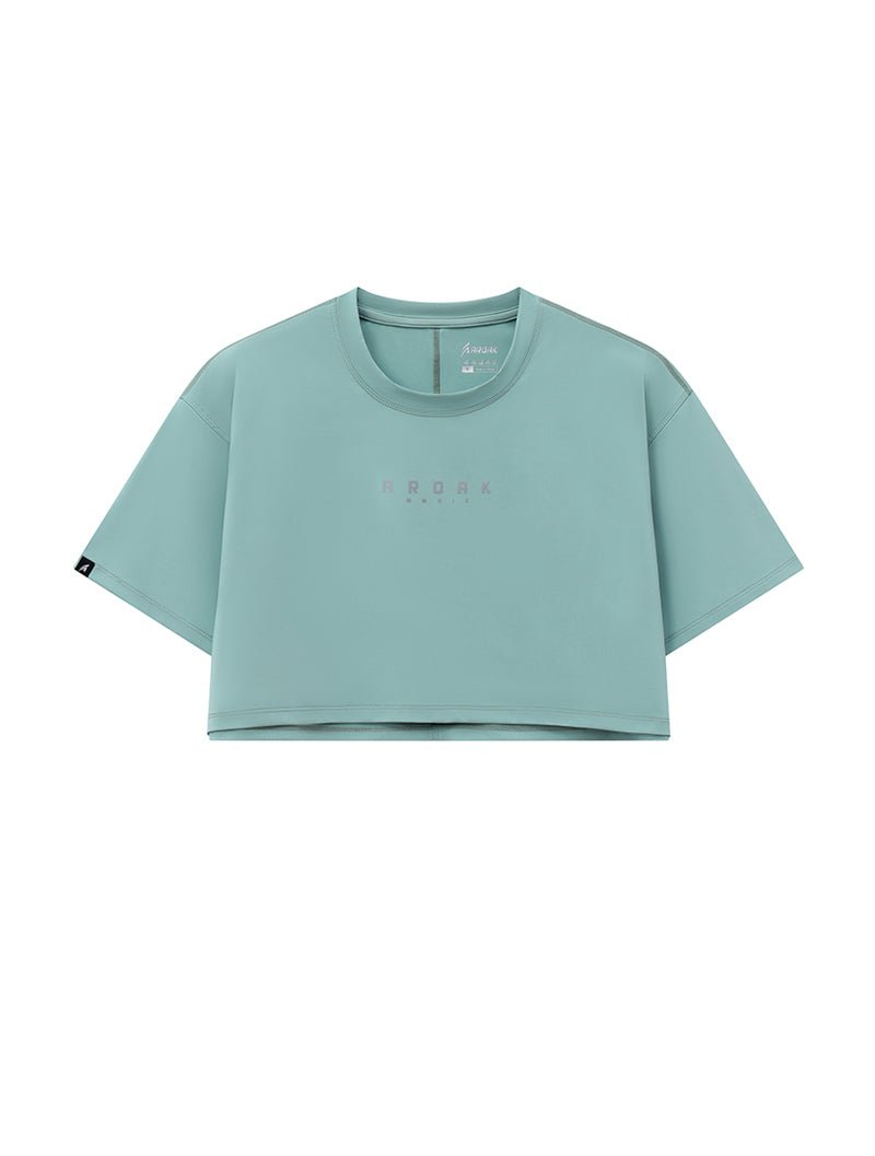ArcTech™ 機能訓練寬鬆落肩短版上衣 (湖水綠) - AROAK 機能健身服飾 | 專為健人打造