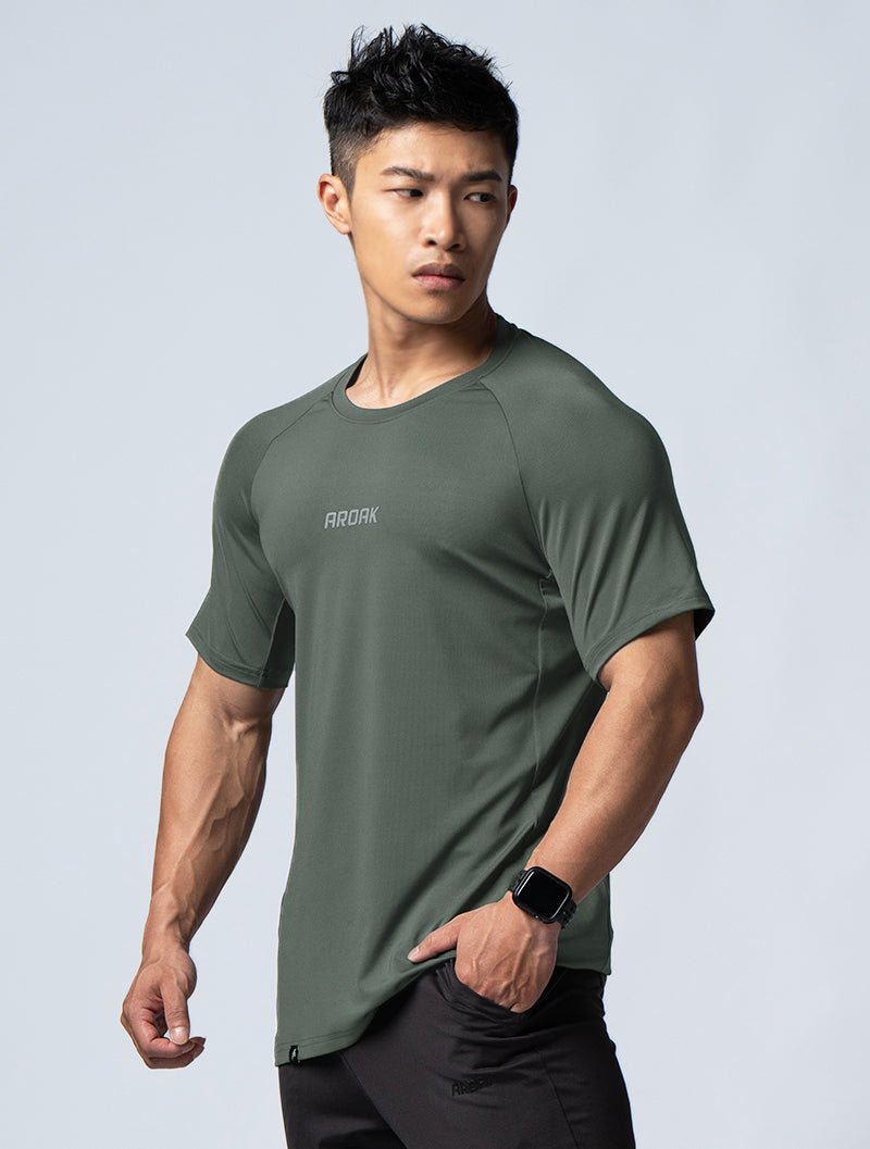 ArcTech™ 機能拉克蘭短袖上衣 (深綠) - AROAK 機能健身服飾 | 專為健人打造
