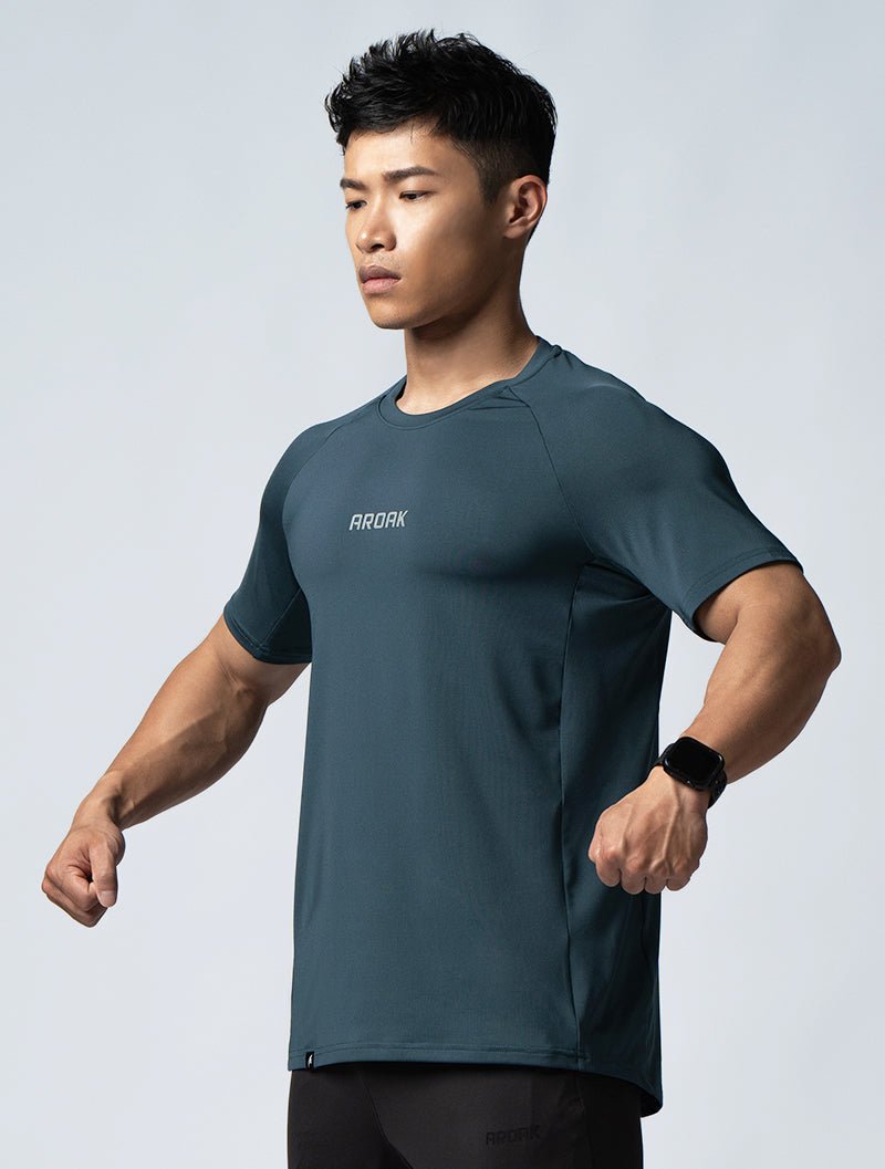 ArcTech™ 機能拉克蘭短袖上衣 (藍綠) - AROAK 機能健身服飾 | 專為健人打造
