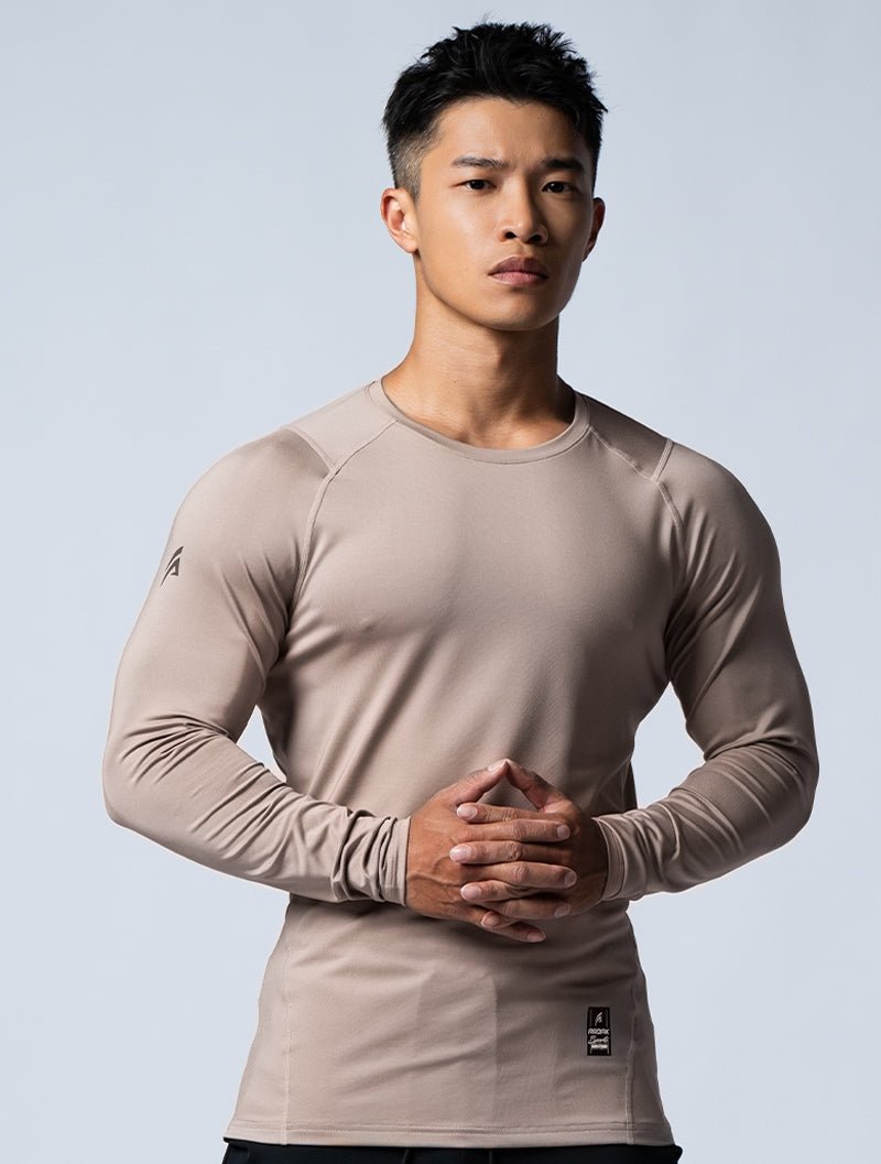ArcTech™ 橋接式長袖訓練上衣 (摩卡棕) - AROAK 機能健身服飾 | 專為健人打造
