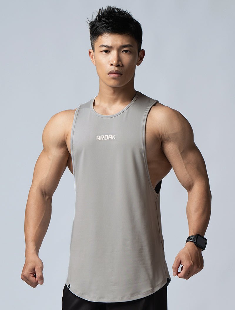 ArcTech™ 機能圓弧健身背心 (銀雲灰) - AROAK 機能健身服飾 | 專為健人打造