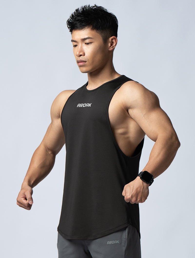 ArcTech™ 機能圓弧健身背心 (碳黑) - AROAK 機能健身服飾 | 專為健人打造