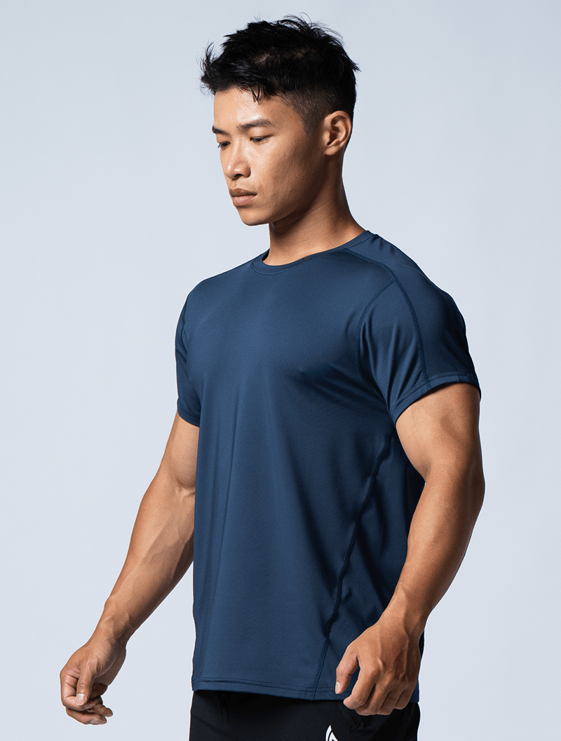 ArcTech™ 翼展式短袖訓練上衣 (深藍) - AROAK 機能健身服飾 | 專為健人打造