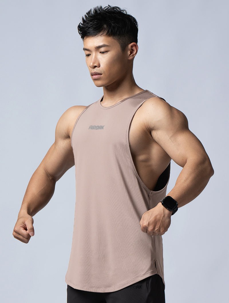 ArcTech™ 機能圓弧健身背心 (摩卡棕) - AROAK 機能健身服飾 | 專為健人打造