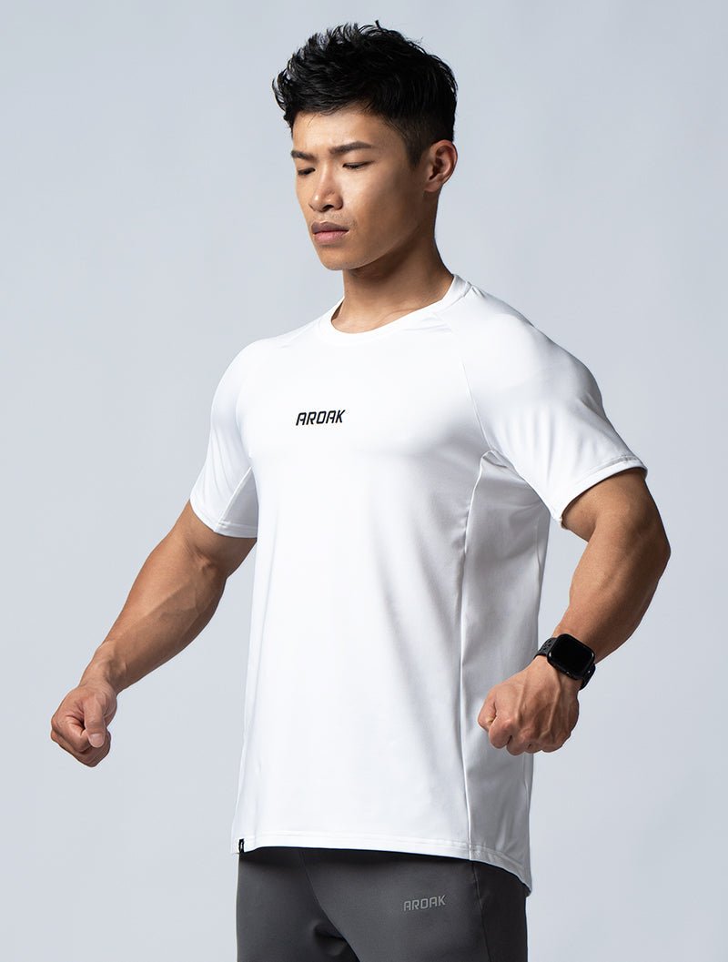 ArcTech™ 機能拉克蘭短袖上衣 (白) - AROAK 機能健身服飾 | 專為健人打造