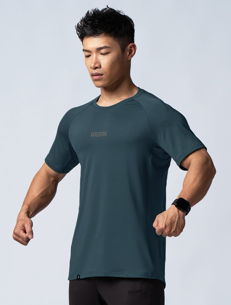 ArcTech™ 機能拉克蘭短袖上衣 (黑綠) - AROAK 機能健身服飾 | 專為健人打造