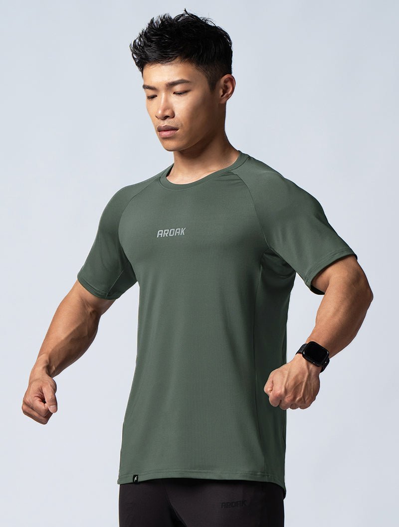 ArcTech™ 機能拉克蘭短袖上衣 (深綠) - AROAK 機能健身服飾 | 專為健人打造