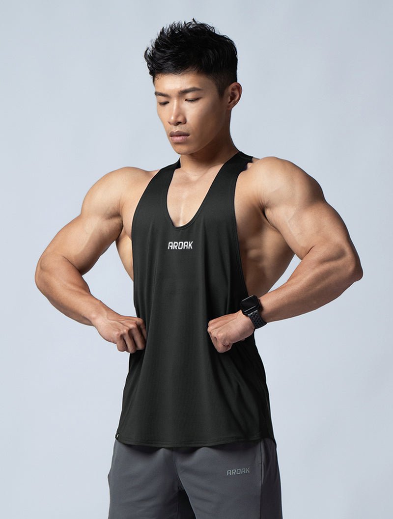 ArcTech™ 機能細肩挖背訓練背心 (碳黑) - AROAK 機能健身服飾 | 專為健人打造