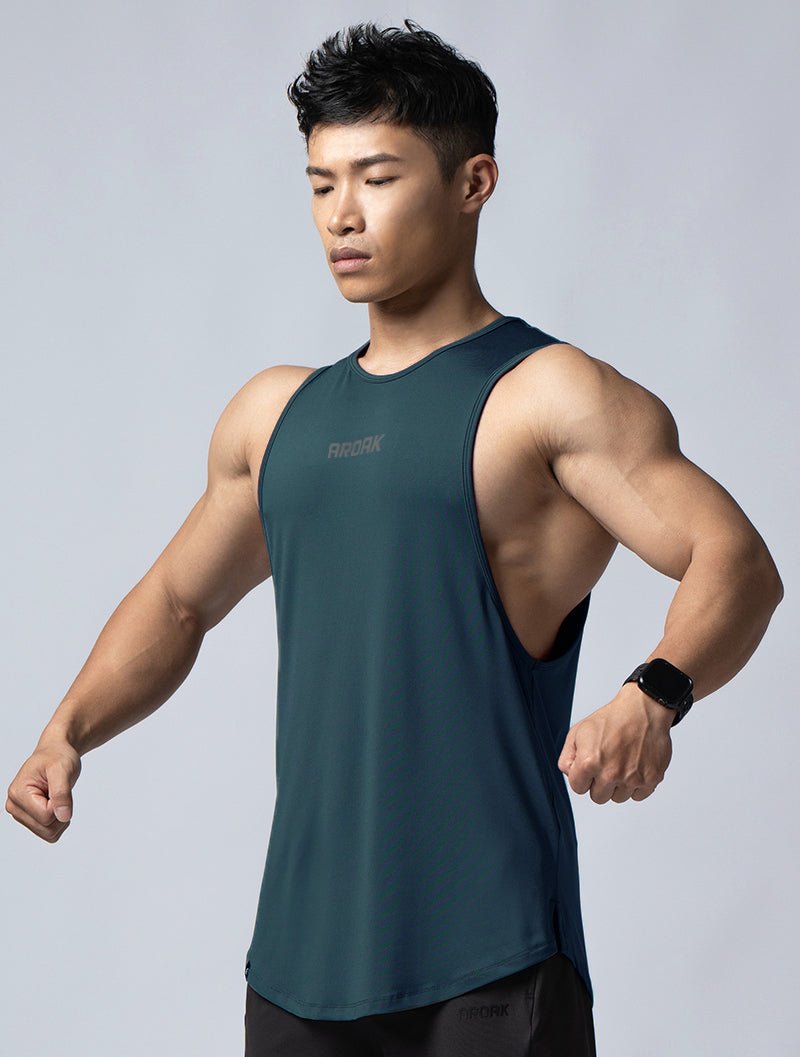 ArcTech™ 機能圓弧健身背心 (黑綠) - AROAK 機能健身服飾 | 專為健人打造