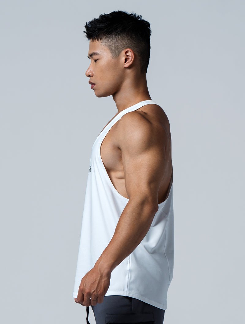 ArcTech™ Elite 細肩挖背訓練背心 (白) - AROAK 機能健身服飾 | 專為健人打造