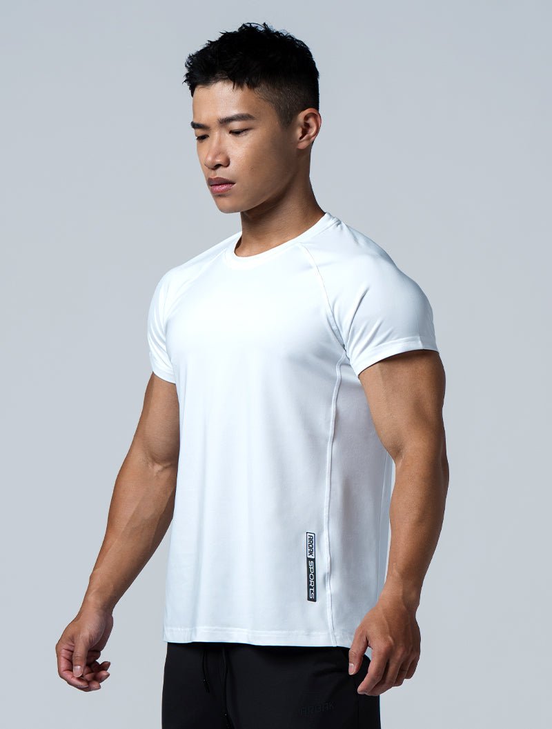 ArcTech™ Elite拉克蘭袖弧襬短袖上衣 (白) - AROAK 機能健身服飾 | 專為健人打造