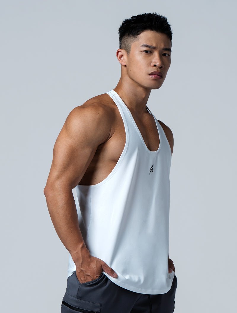 ArcTech™ Elite 細肩挖背訓練背心 (白) - AROAK 機能健身服飾 | 專為健人打造