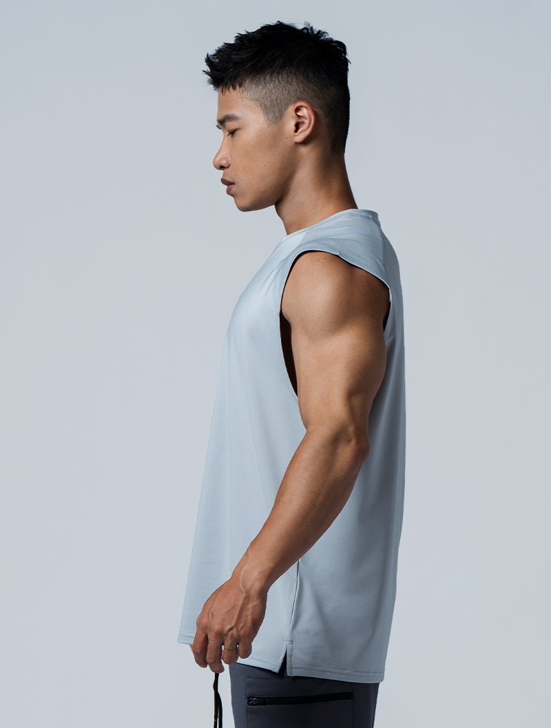 ArcTech™ Essential 寬肩剪接背心 (淺灰) - AROAK 機能健身服飾 | 專為健人打造