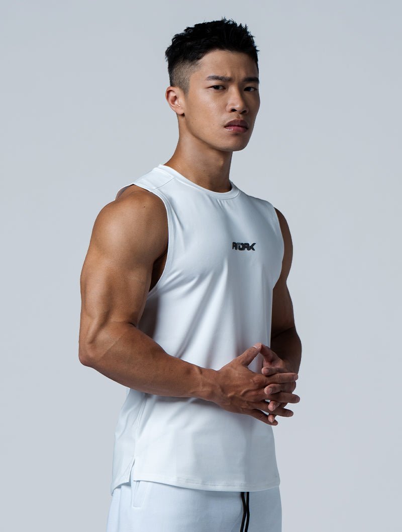 ArcTech™ Essential 剪接弧襬背心 (白) - AROAK 機能健身服飾 | 專為健人打造
