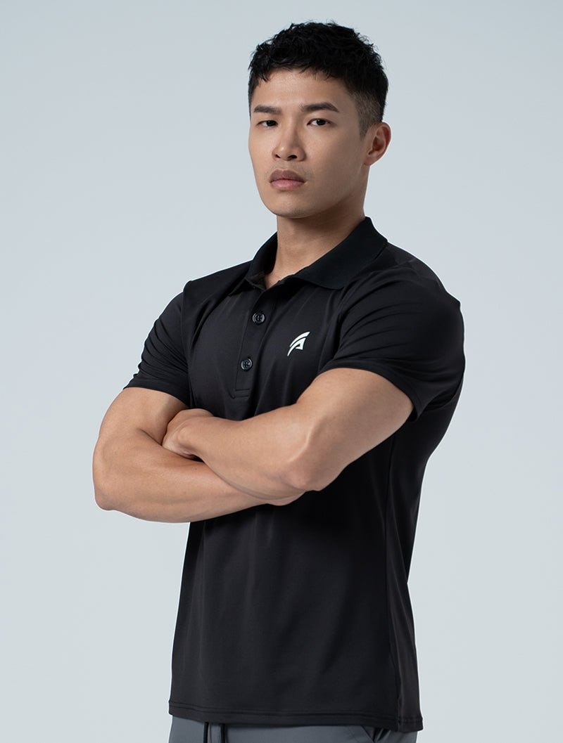 ArcTech™ 機能短袖POLO衫 (黑) - AROAK 機能健身服飾 | 專為健人打造