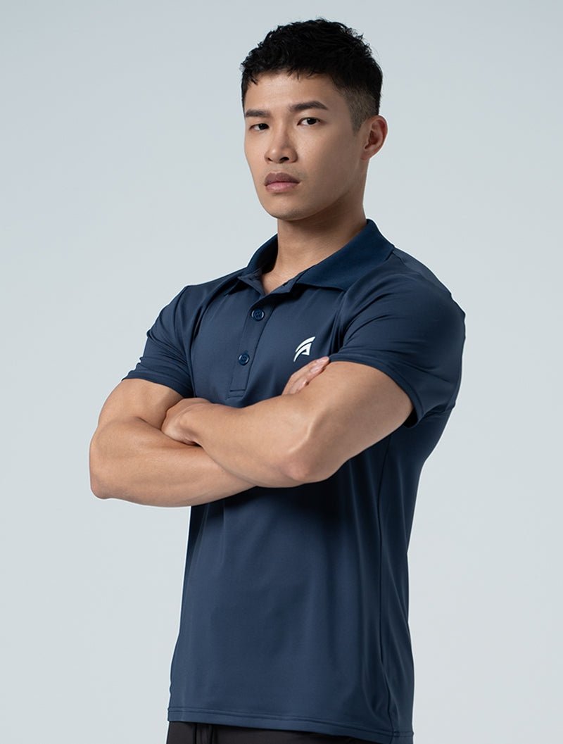 ArcTech™ 機能短袖POLO衫 (深藍) - AROAK 機能健身服飾 | 專為健人打造