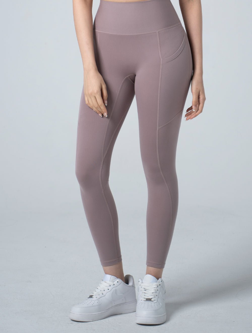 Doux™ 雕塑流線側口袋瑜珈褲25 - 2 (煙燻粉) - AROAK 機能健身服飾 | 專為健人打造