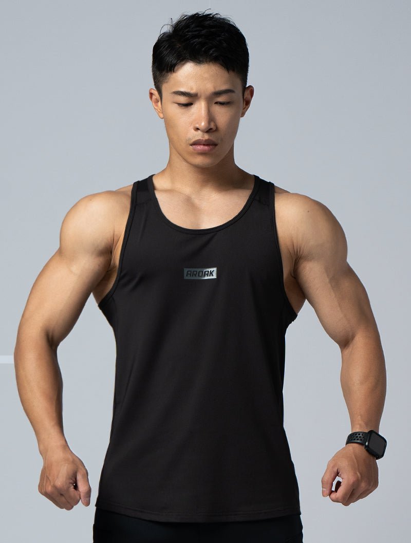 FlexSmooth™剪接尼龍訓練背心 (黑) - AROAK 機能健身服飾 | 專為健人打造