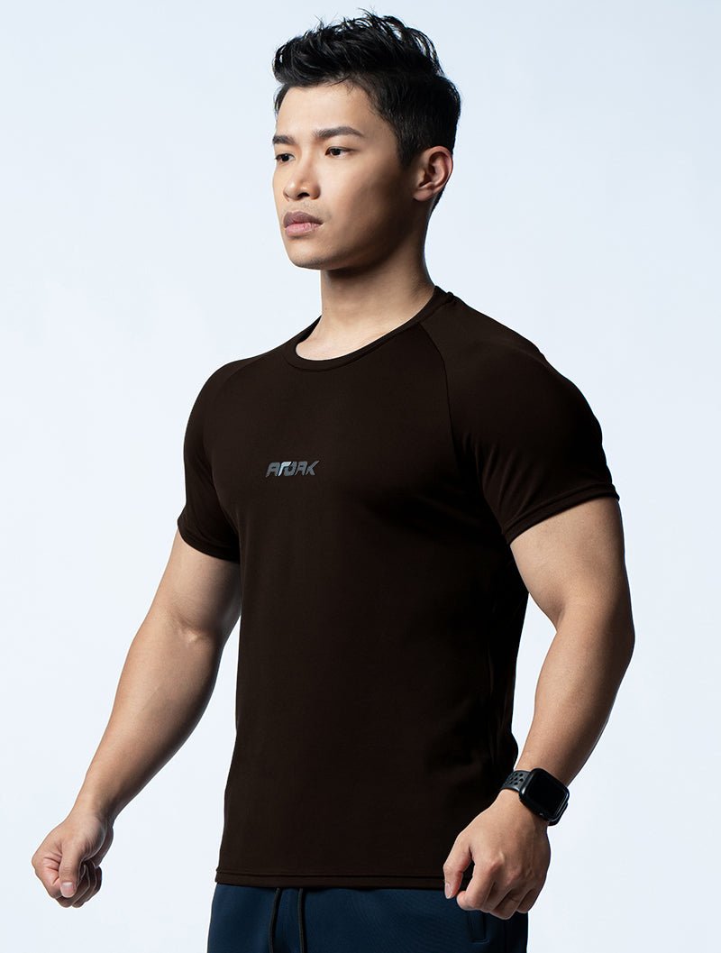 FluxFit™ 腋下拼接訓練上衣 (杉木棕) - AROAK 機能健身服飾 | 專為健人打造