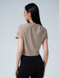 FluxFit™ 拉克蘭袖剪接短版上衣25 - 2 (荳寇棕) - AROAK 機能健身服飾 | 專為健人打造