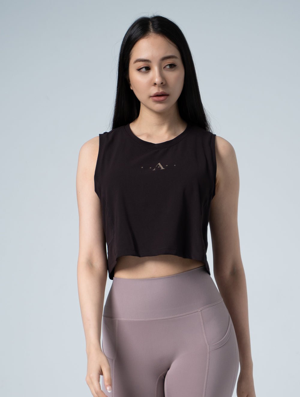 FluxFit™ 寬肩剪接短版背心25 - 2 (杉木棕) - AROAK 機能健身服飾 | 專為健人打造