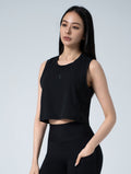 FluxFit™ 寬肩剪接短版背心25 - 2 (黑) - AROAK 機能健身服飾 | 專為健人打造