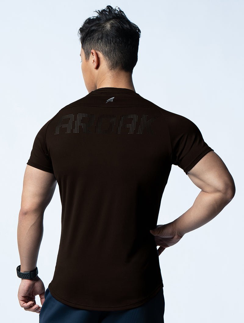 FluxFit™ 腋下拼接訓練上衣 (杉木棕) - AROAK 機能健身服飾 | 專為健人打造