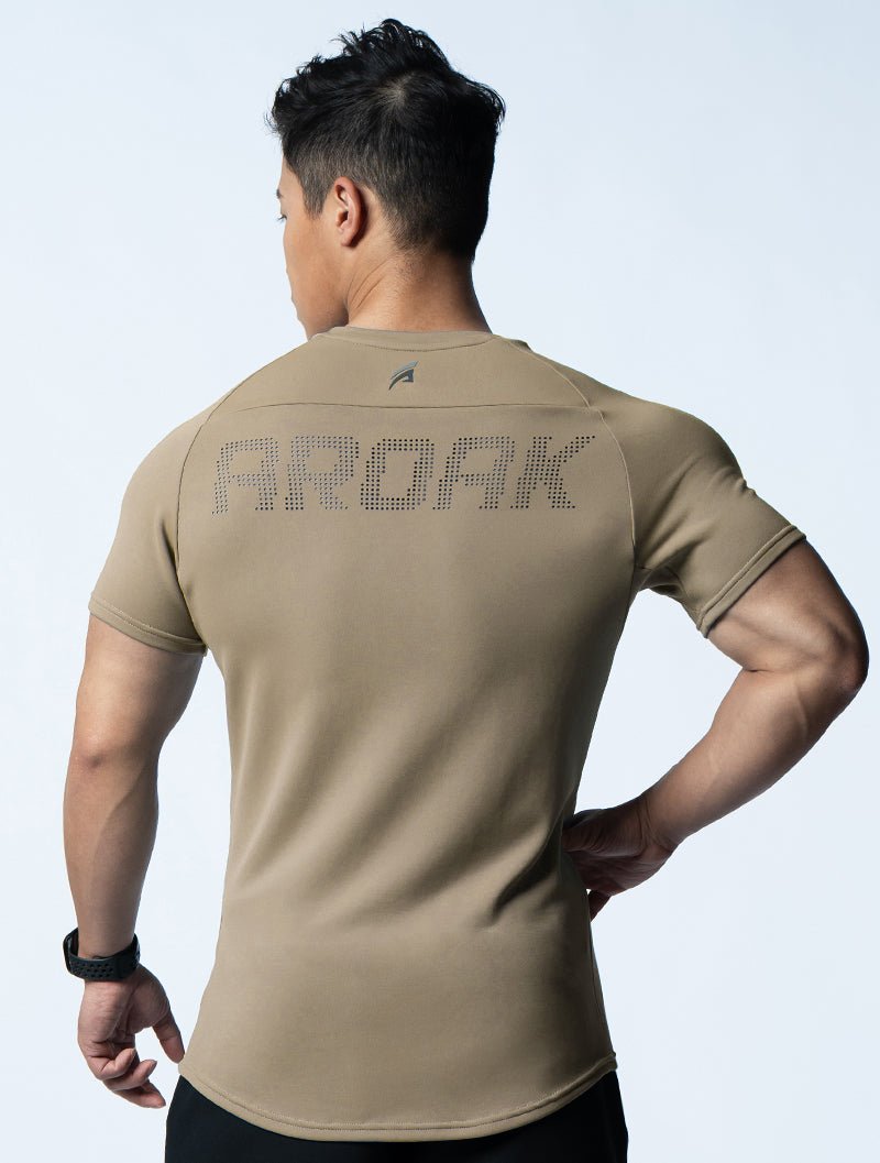 FluxFit™ 腋下拼接訓練上衣 (荳寇棕) - AROAK 機能健身服飾 | 專為健人打造