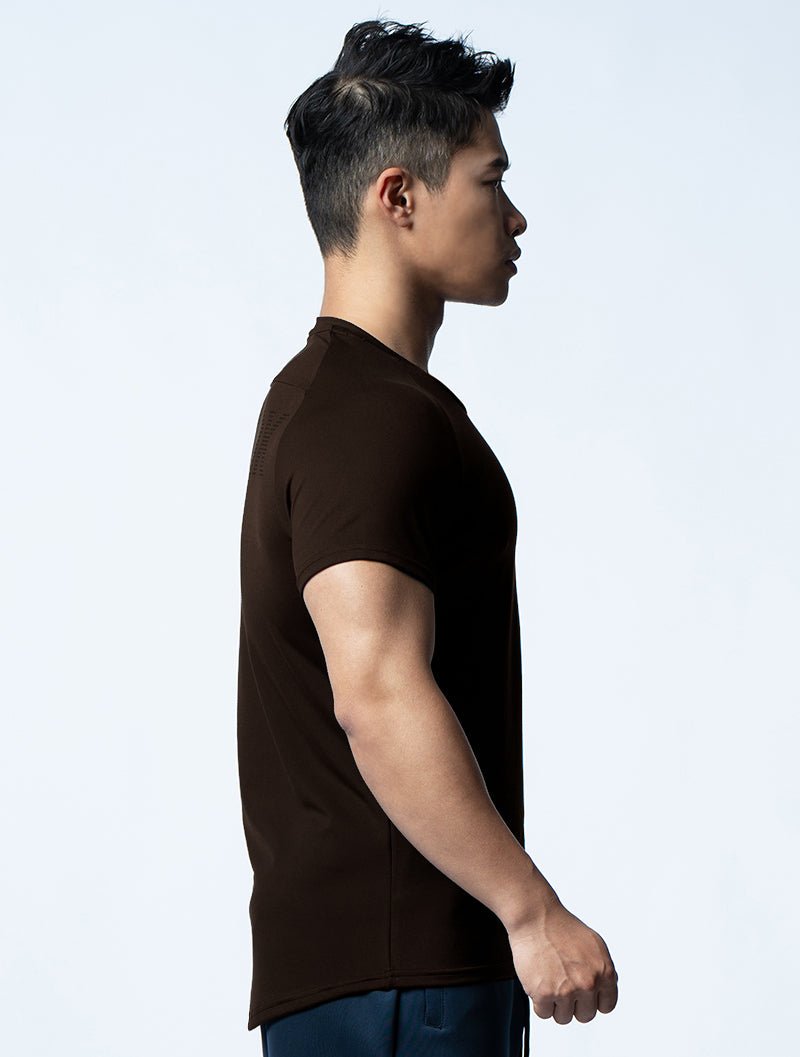 FluxFit™ 腋下拼接訓練上衣 (杉木棕) - AROAK 機能健身服飾 | 專為健人打造