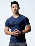 FluxFit™ 腋下拼接訓練上衣 (斜紋藍) - AROAK 機能健身服飾 | 專為健人打造