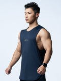 FluxFit™ 側開衩休閒背心 (英雄藍) - AROAK 機能健身服飾 | 專為健人打造