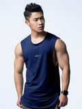 FluxFit™ 側開衩休閒背心 (斜紋藍) - AROAK 機能健身服飾 | 專為健人打造