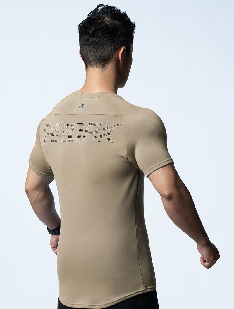 FluxFit™ 腋下拼接訓練上衣 (荳寇棕) - AROAK 機能健身服飾 | 專為健人打造