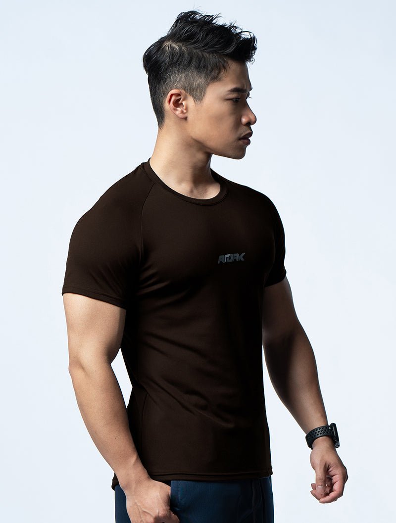 FluxFit™ 腋下拼接訓練上衣 (杉木棕) - AROAK 機能健身服飾 | 專為健人打造