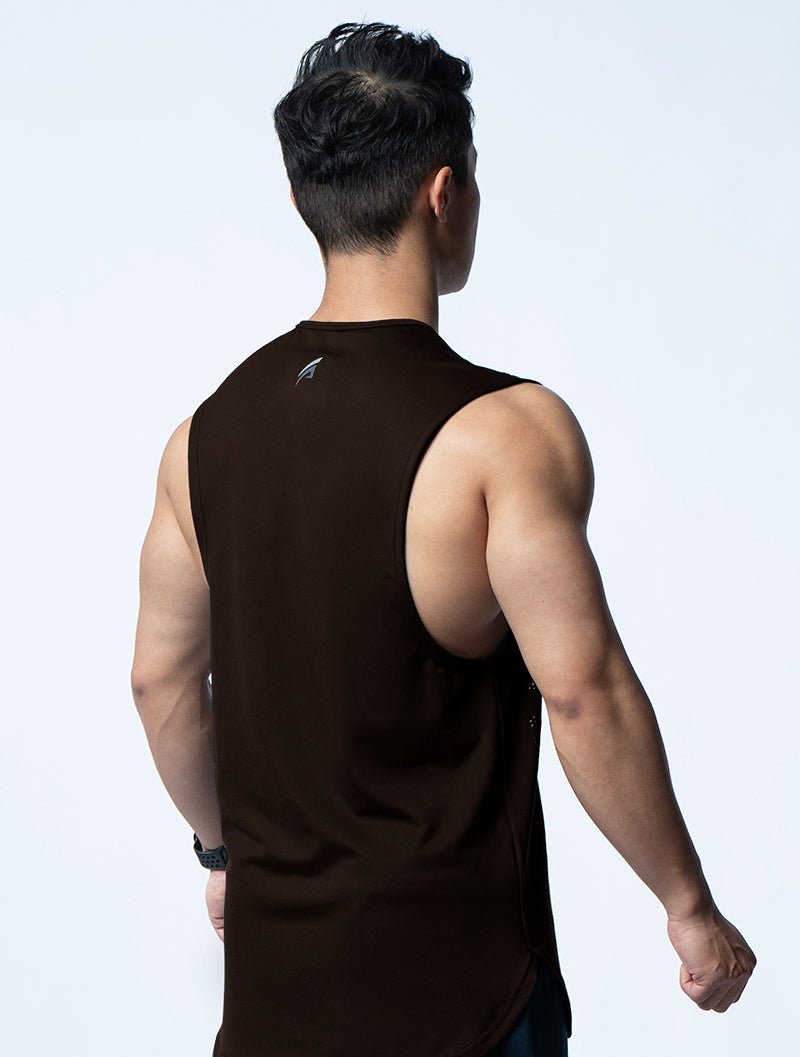 FluxFit™ 側開衩休閒背心 (杉木棕) - AROAK 機能健身服飾 | 專為健人打造