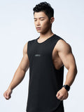 FluxFit™ 側開衩休閒背心 (黑) - AROAK 機能健身服飾 | 專為健人打造