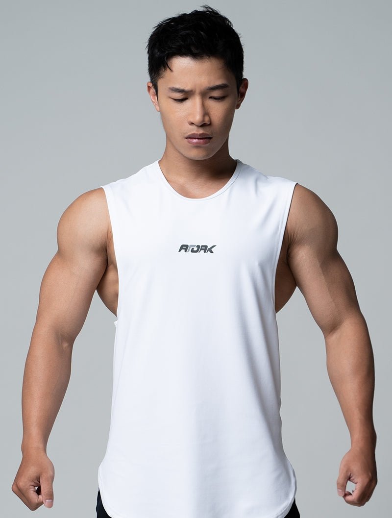 FluxFit™ LOGO沖孔訓練背心 (白) - AROAK 機能健身服飾 | 專為健人打造