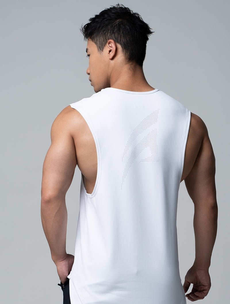FluxFit™ LOGO沖孔訓練背心 (白) - AROAK 機能健身服飾 | 專為健人打造