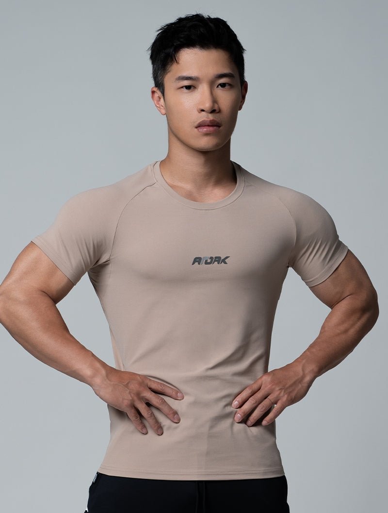 FluxFit™ LOGO沖孔訓練上衣 (荳蔻棕) - AROAK 機能健身服飾 | 專為健人打造